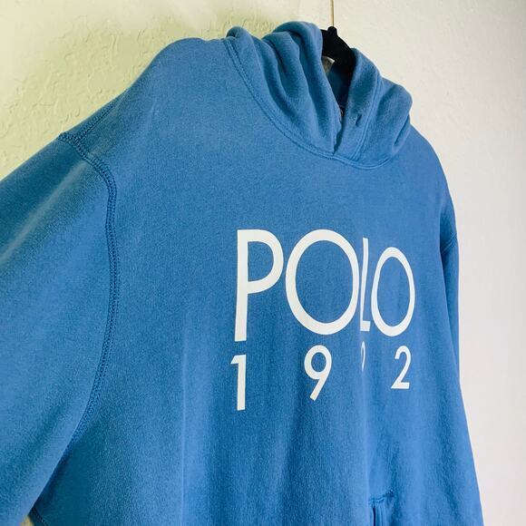 POLO Ralph Lauren Sweatshirt Hoodie 1992 Kangaroo Pocket Banded Cuffs Ribbed Hem - Picture 6 of 12